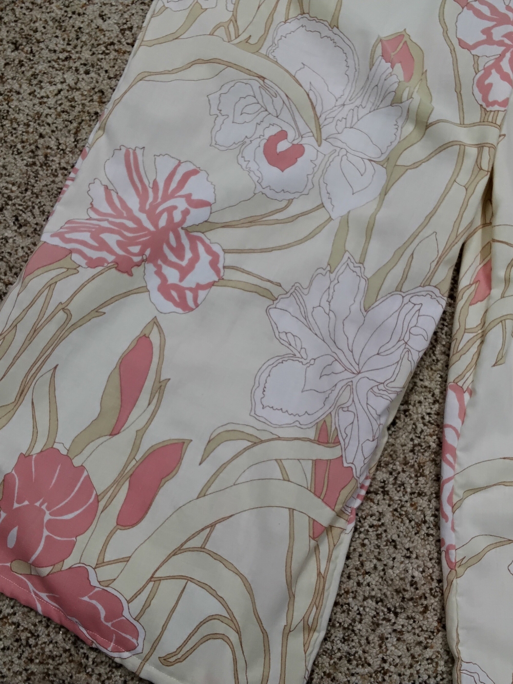 3994 Size Large Floral Wide-Leg Jumpsuit with Contrast Patch - Pink & Cream - Picture 4 of 5